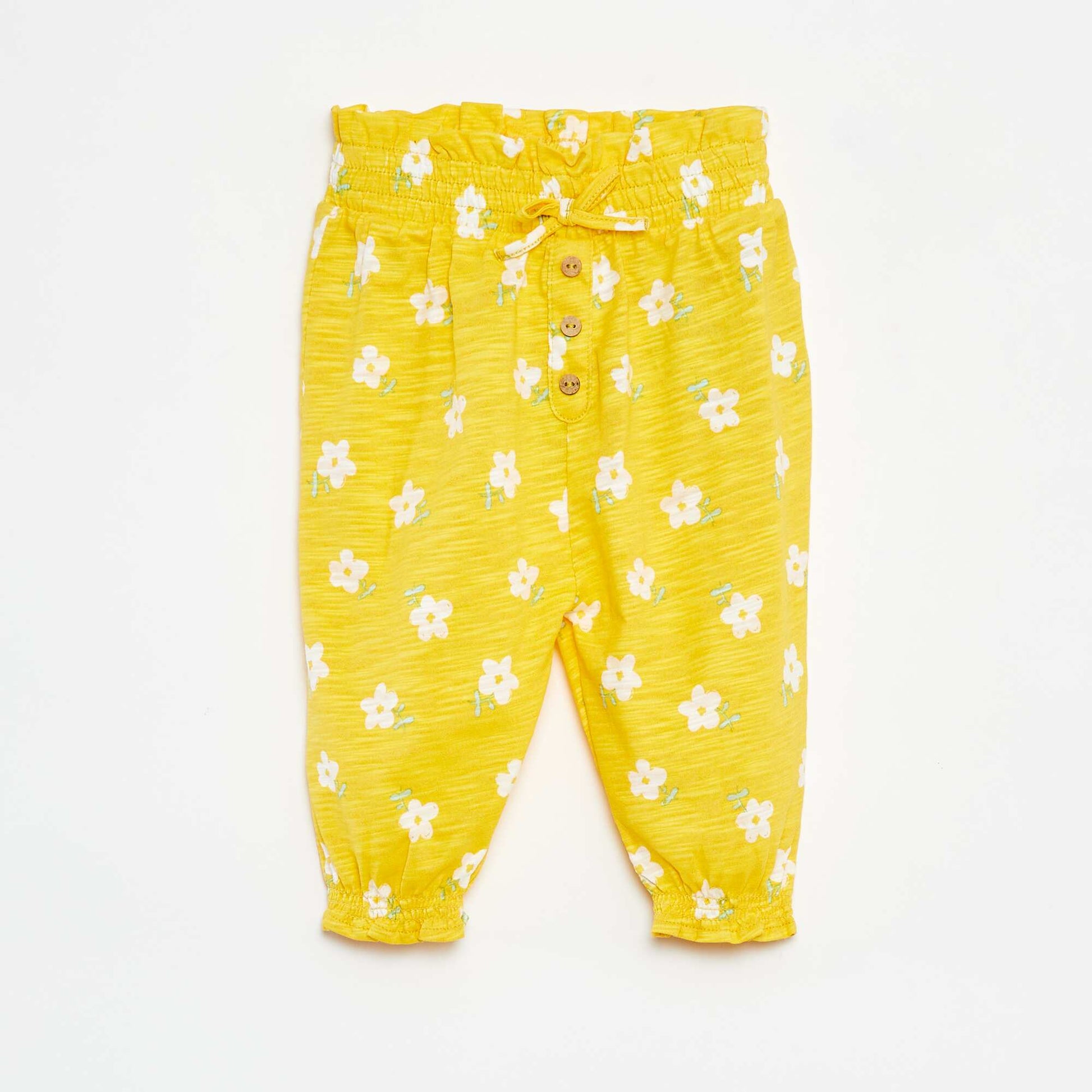 Pantalon sarouel chiné et imprimé JAUNE