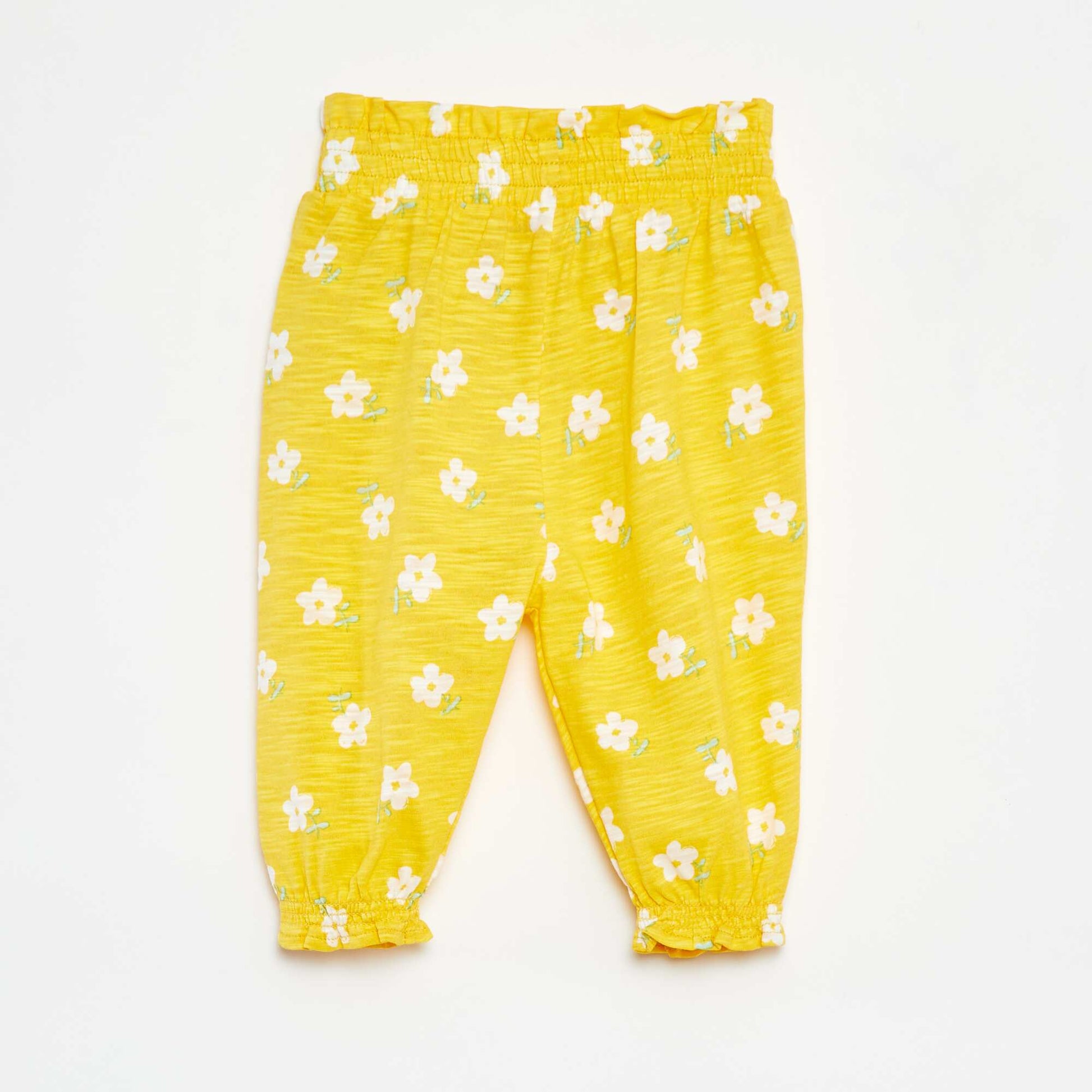 Pantalon sarouel chiné et imprimé JAUNE