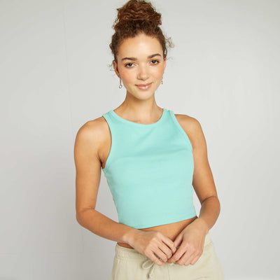 Débardeur à encolure américaine VERT TURQUOISE
