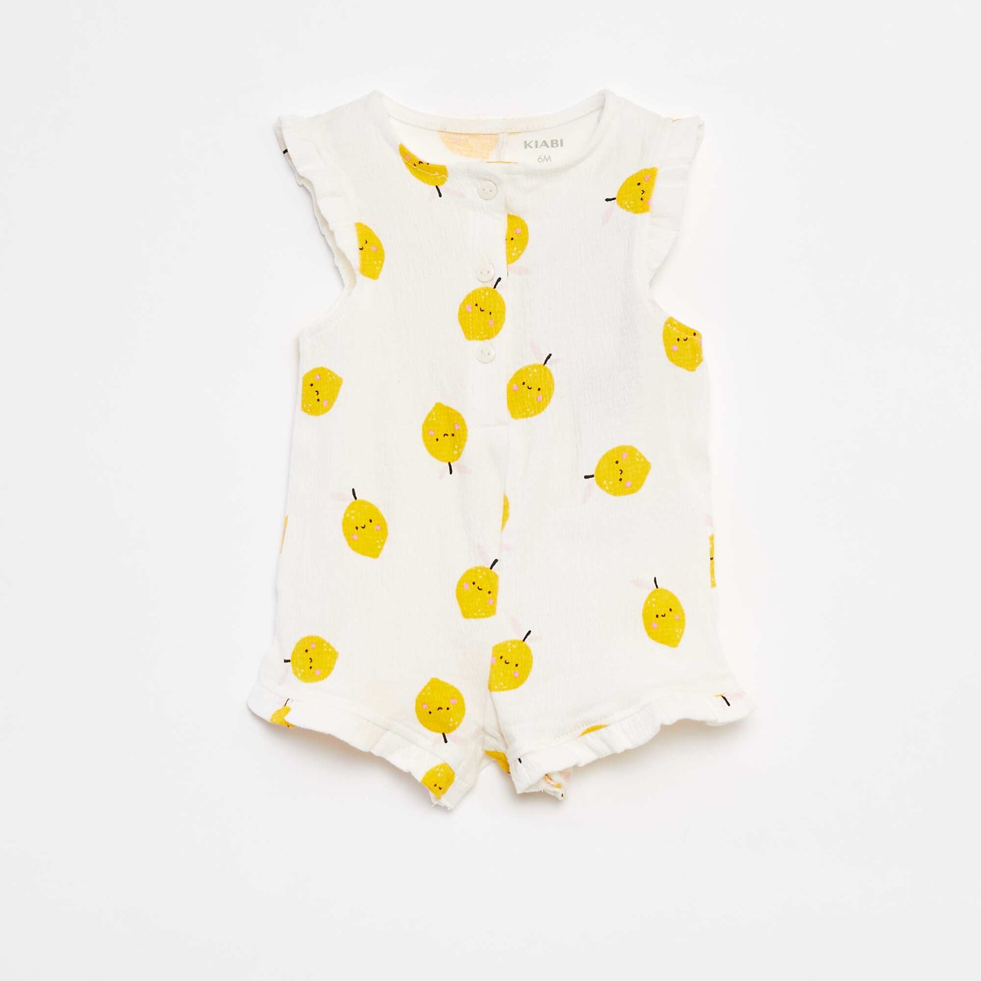 Barboteuse imprimée en maille froissée BLANC/JAUNE