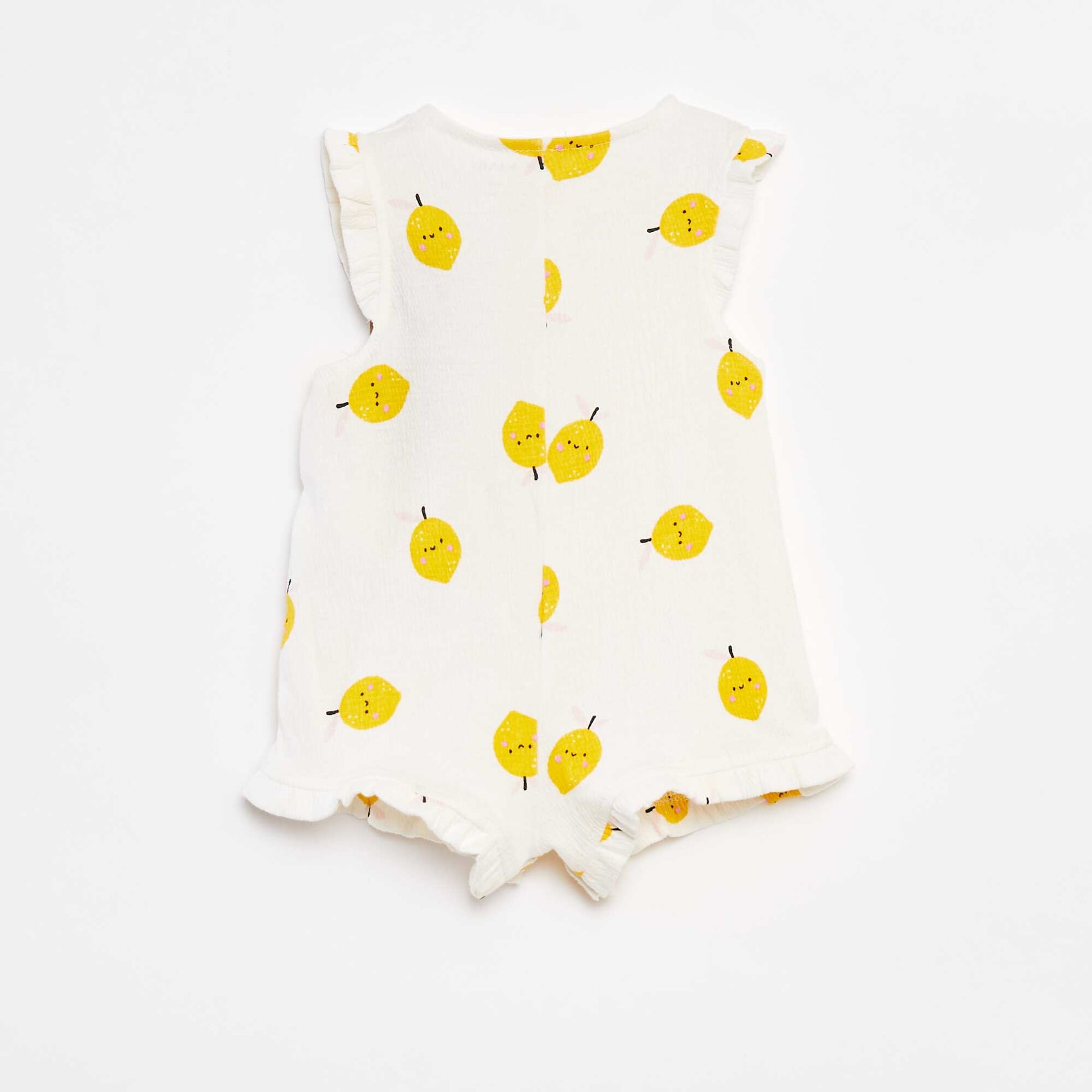 Barboteuse imprimée en maille froissée BLANC/JAUNE