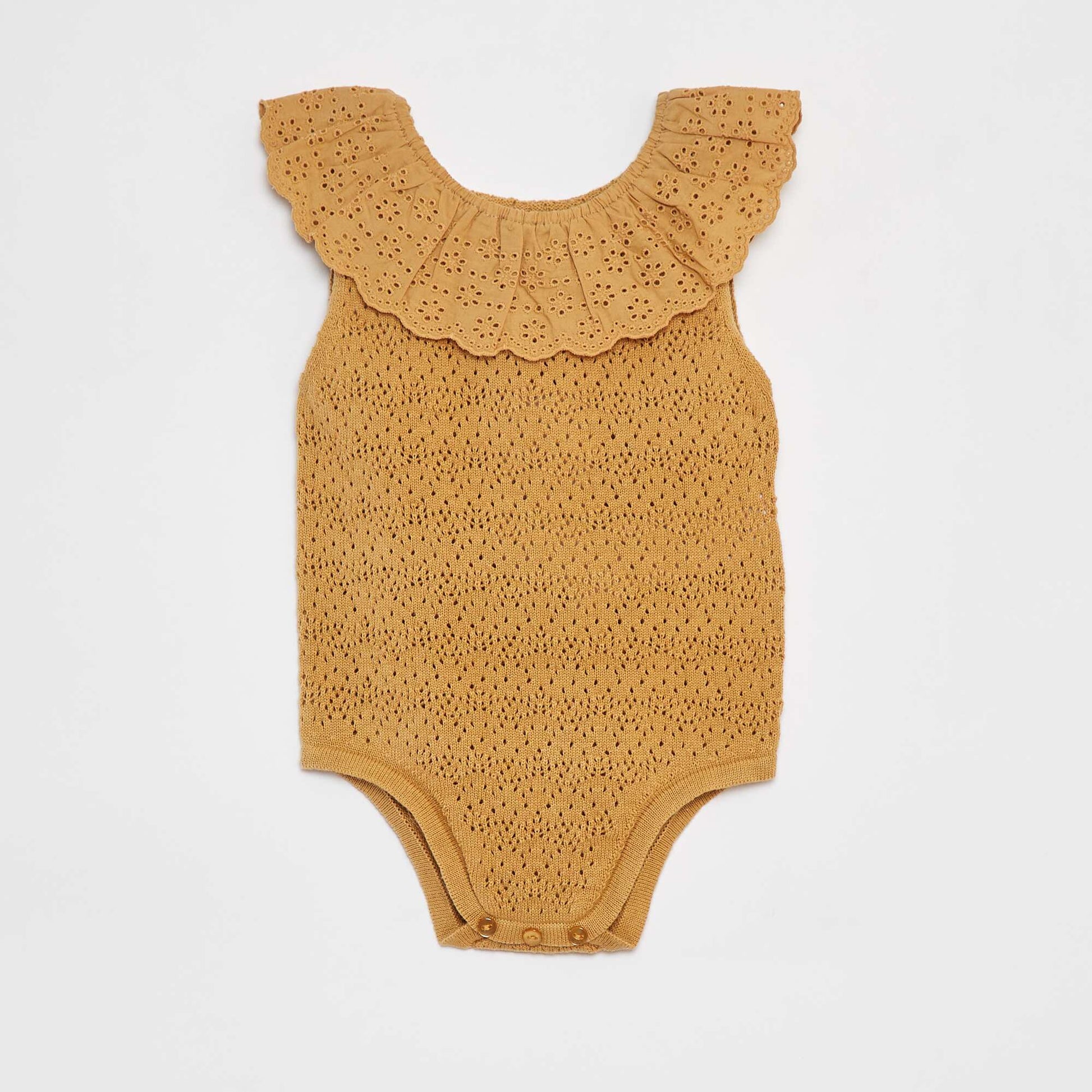 Barboteuse en tricot avec col fantaisiste BEIGE