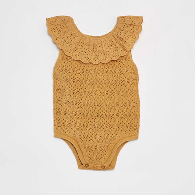 Barboteuse en tricot avec col fantaisiste BEIGE