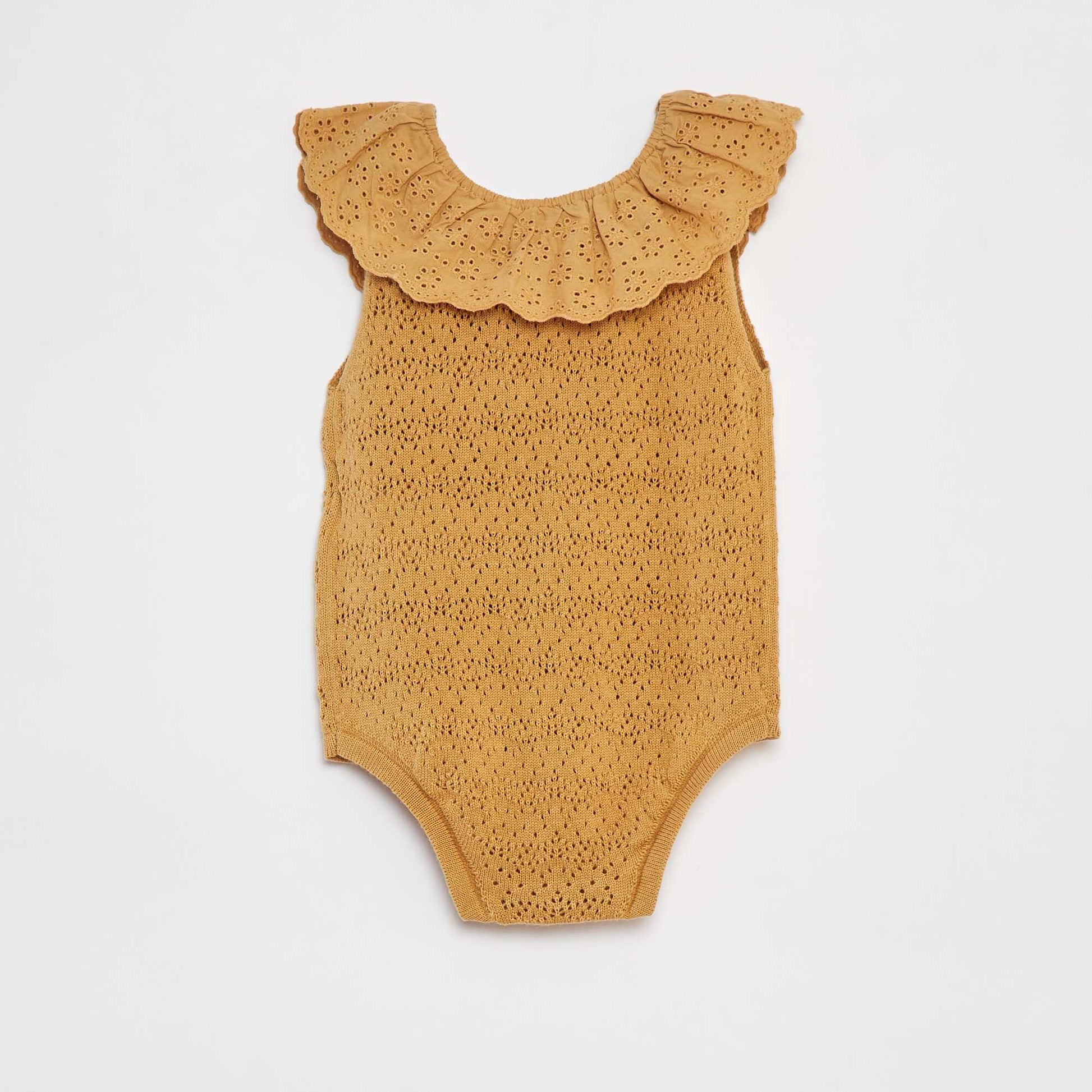 Barboteuse en tricot avec col fantaisiste BEIGE