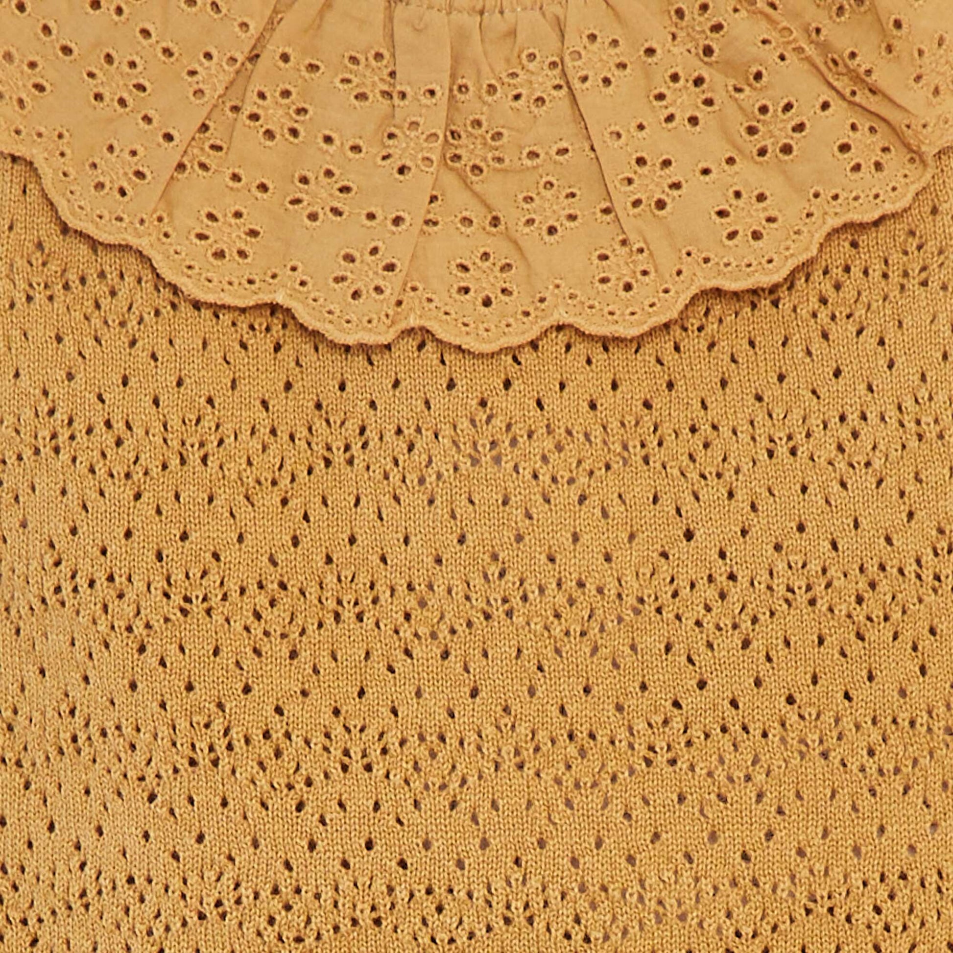Barboteuse en tricot avec col fantaisiste BEIGE