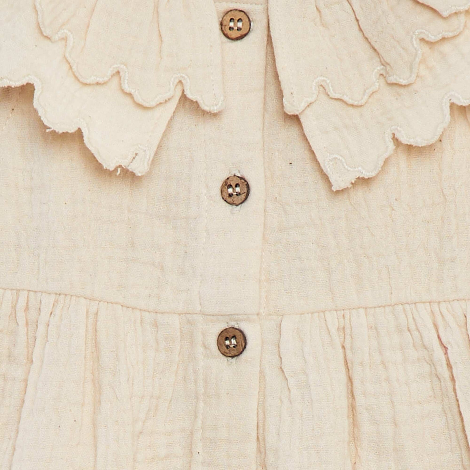 Robe en gaze de coton avec col volanté BLANC