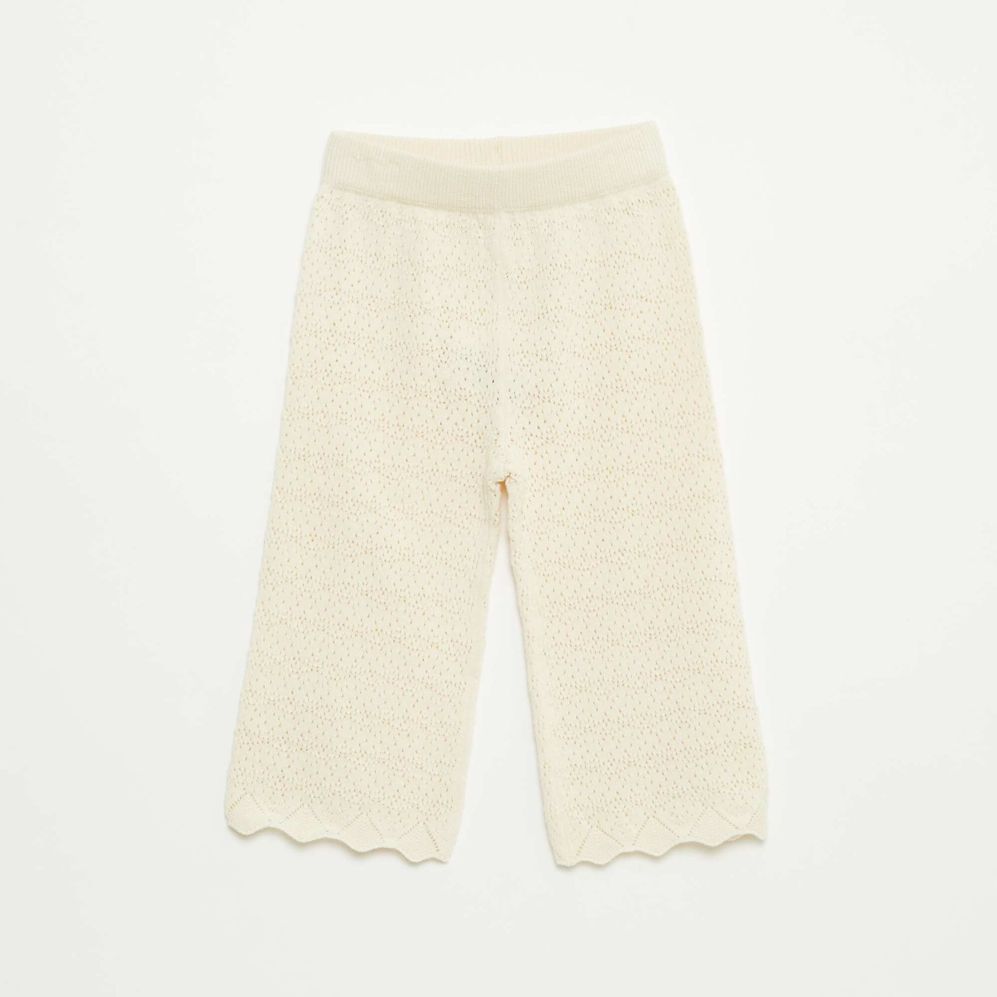 Pantalon large en crochet BLANC