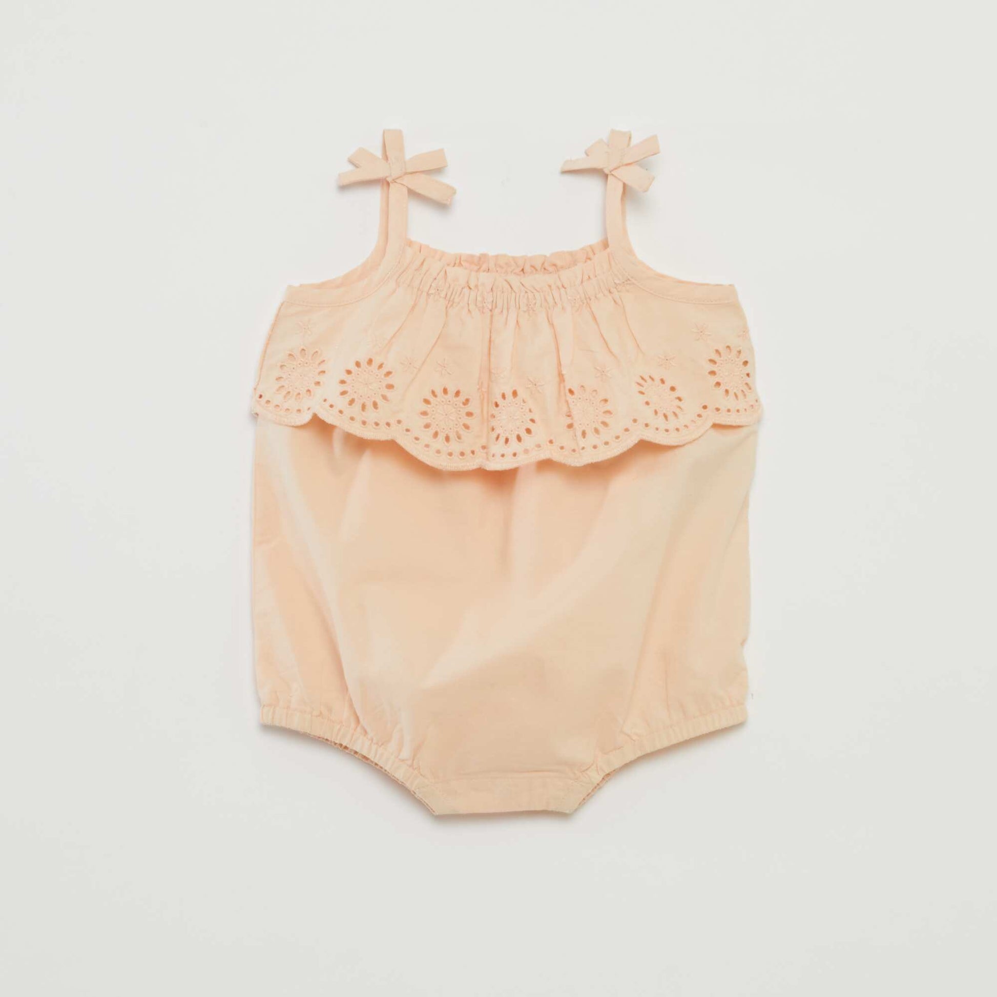 Barboteuse courte avec broderies anglaises BEIGE