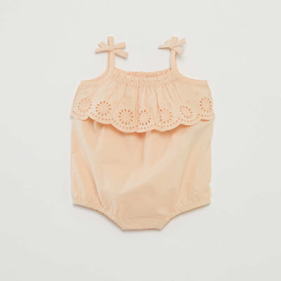 Barboteuse courte avec broderies anglaises BEIGE