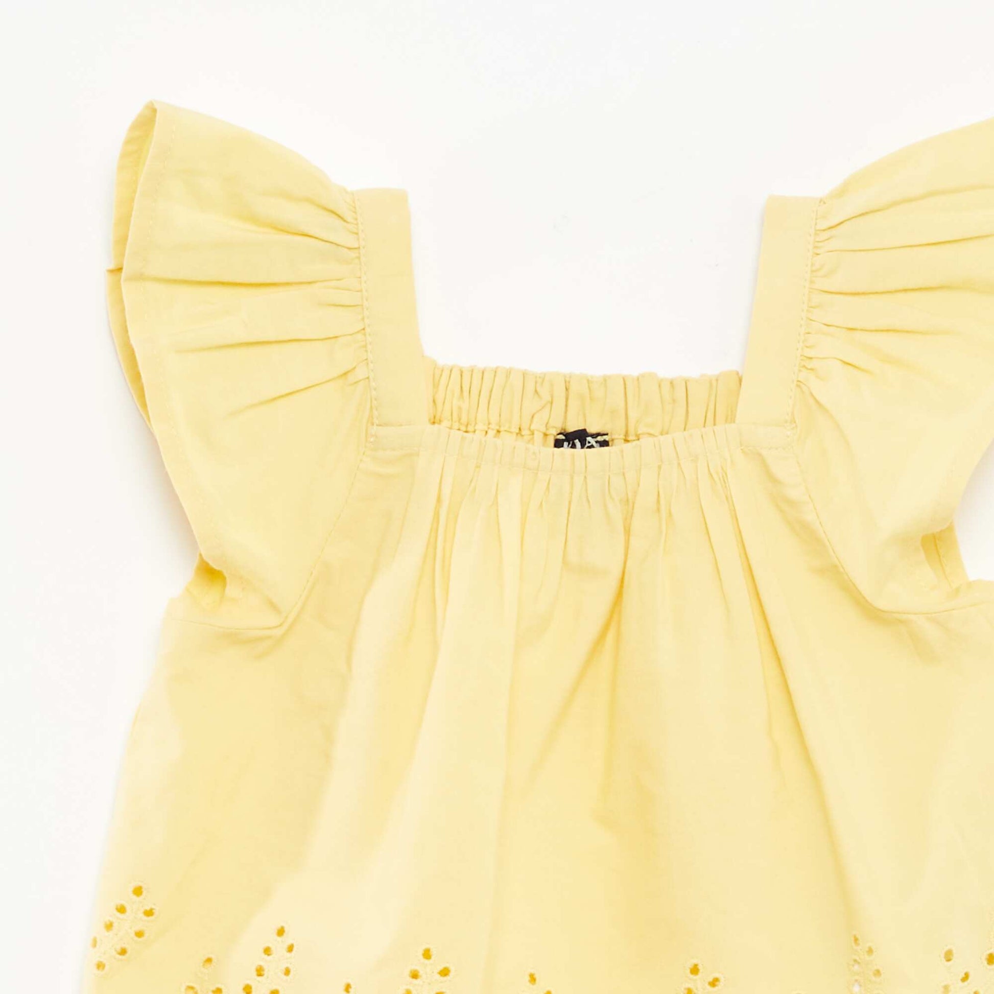 Blouse légère avec bretelles volantées et broderies JAUNE