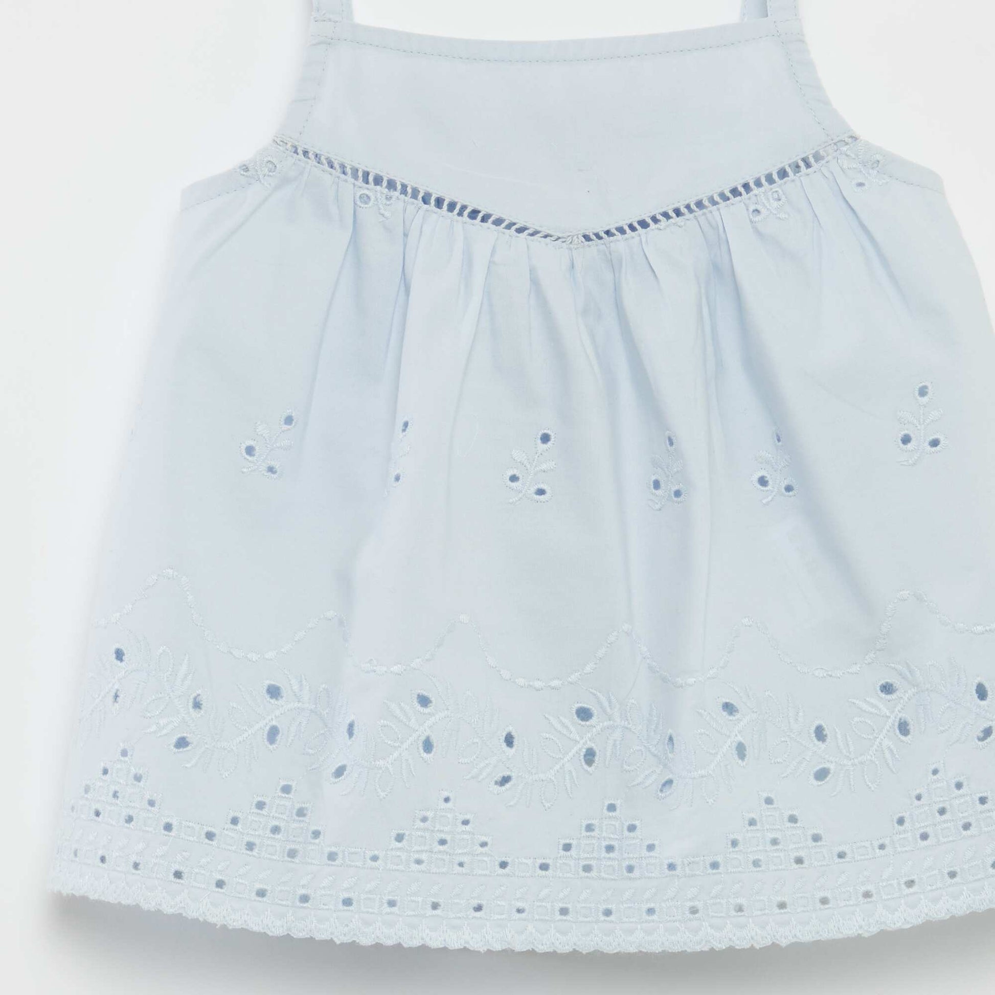 Blouse en popeline avec broderies anglaises BLEU