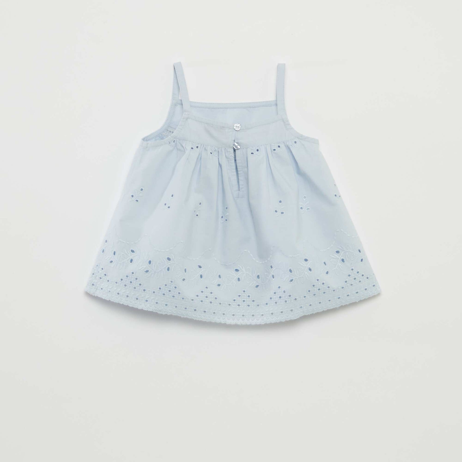 Blouse en popeline avec broderies anglaises BLEU