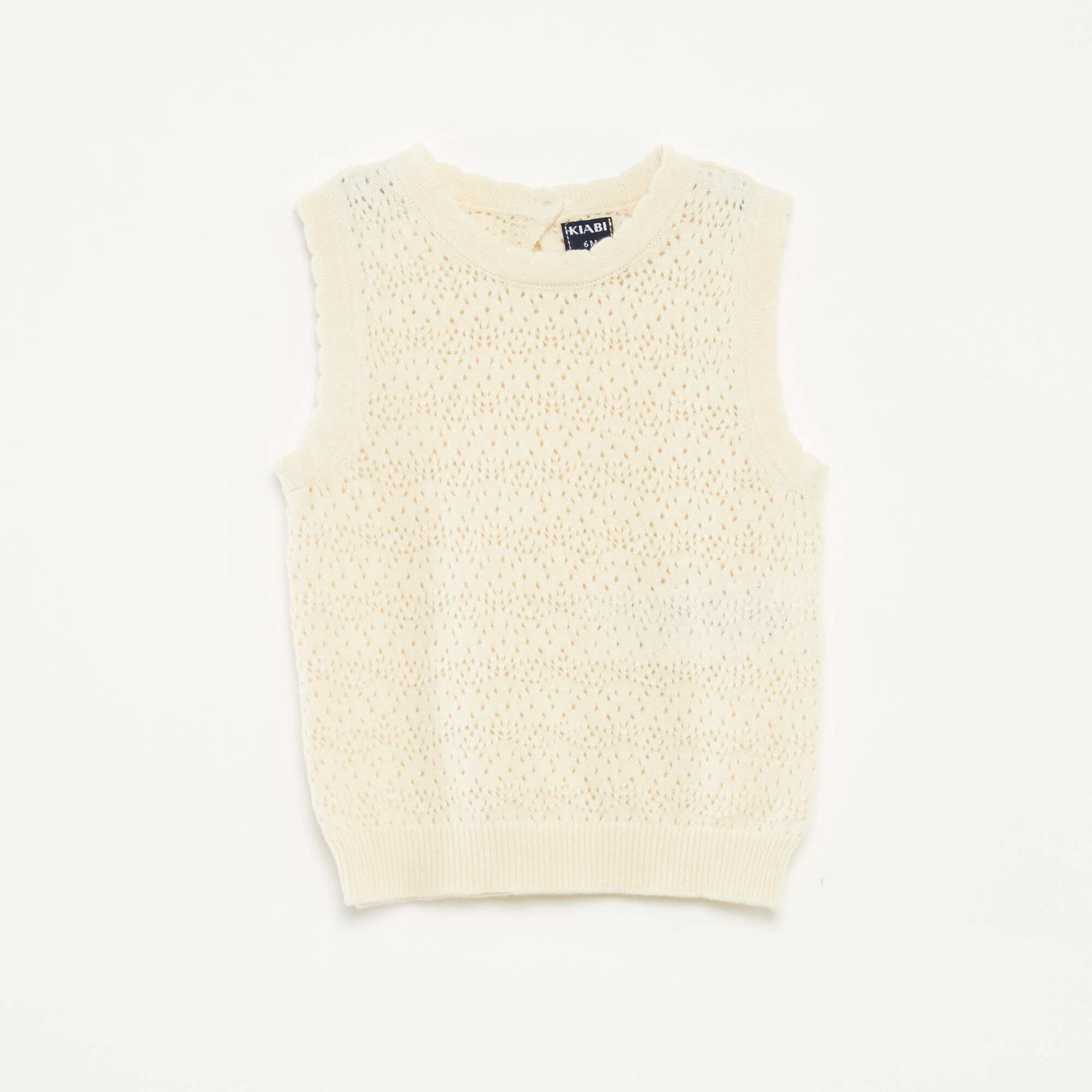 Pull sans manches en crochet BLANC