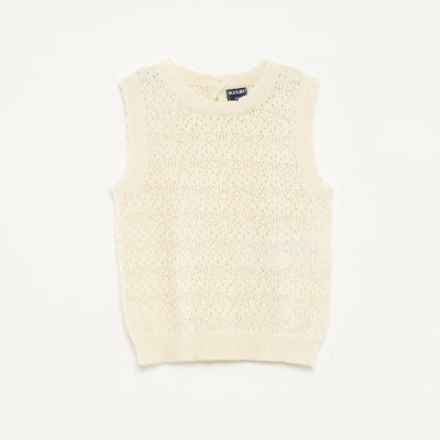 Pull sans manches en crochet BLANC