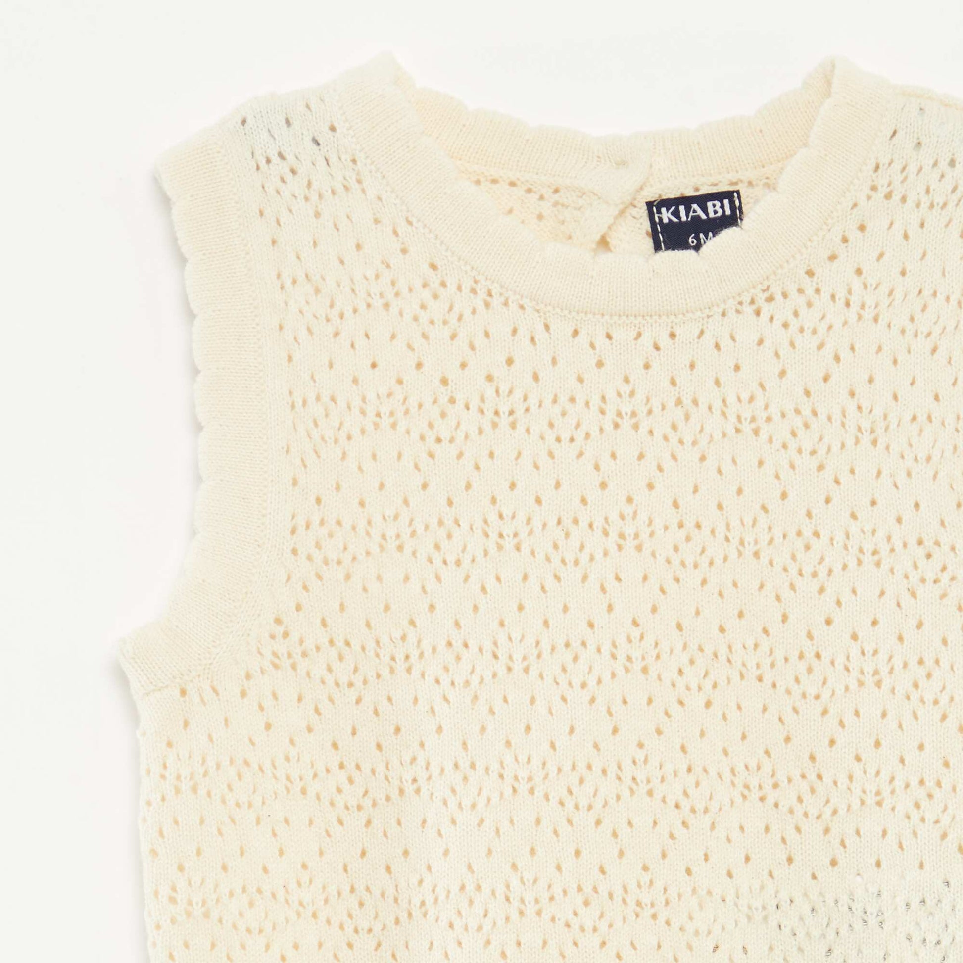Pull sans manches en crochet BLANC