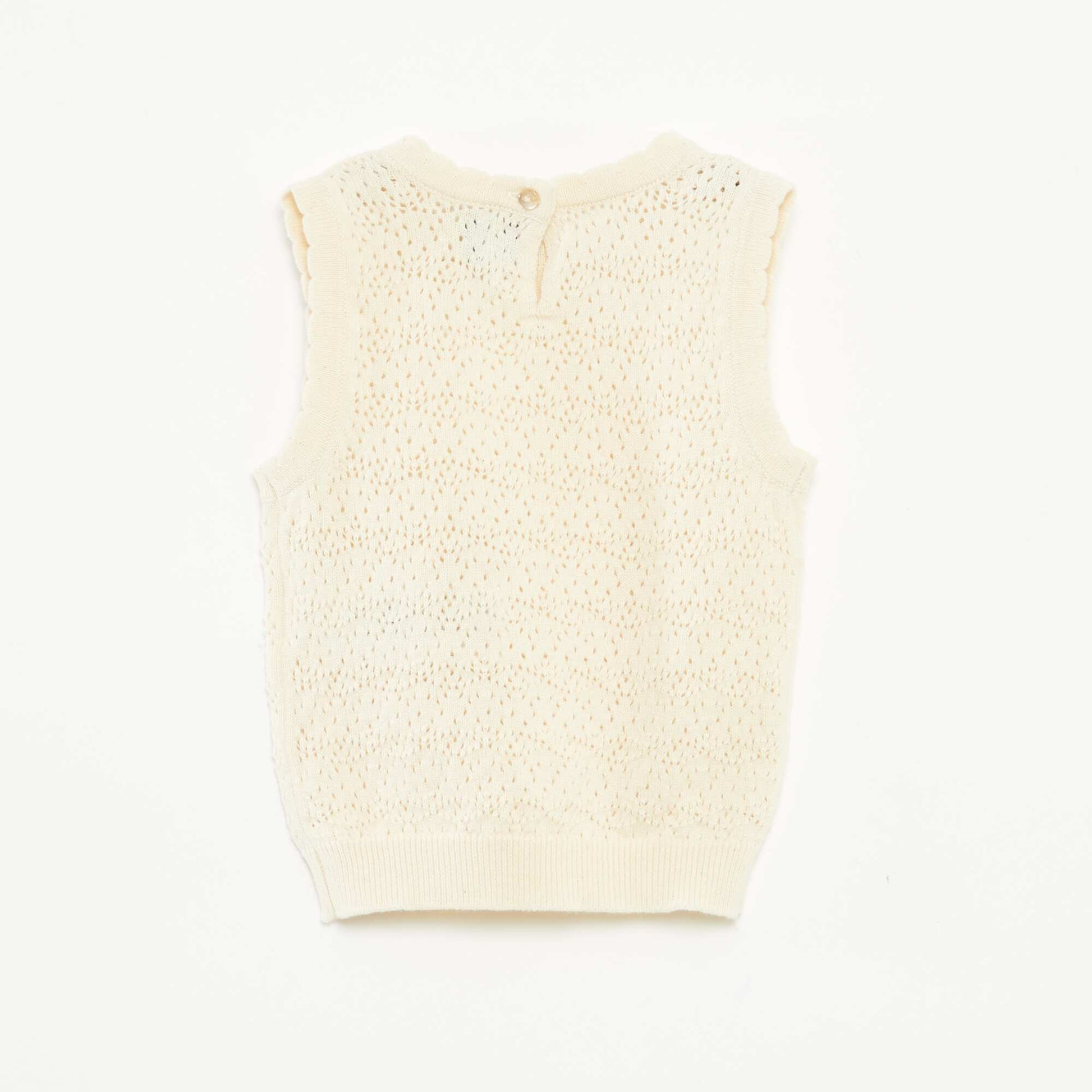 Pull sans manches en crochet BLANC