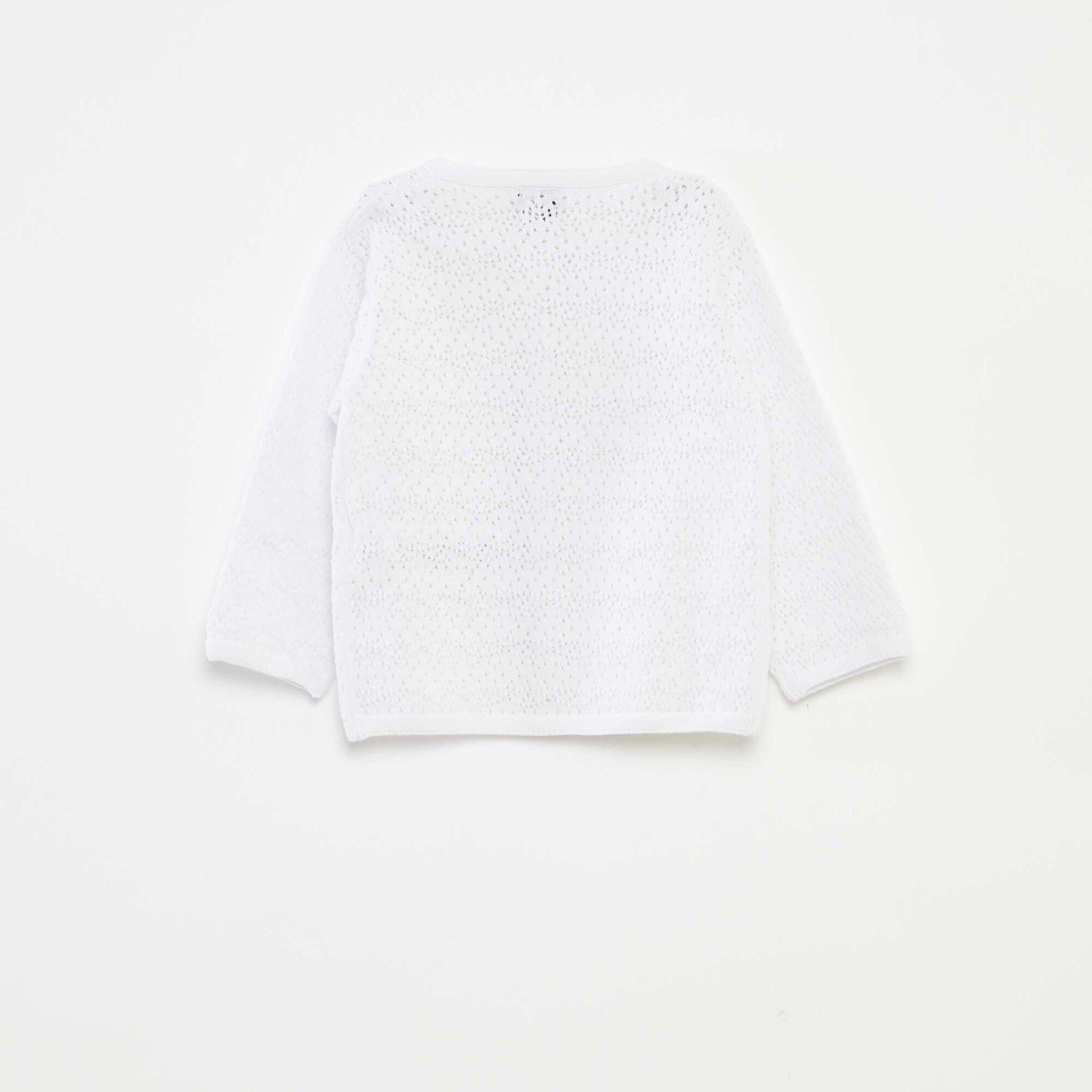 Gilet boutonné en maille ajourée BLANC
