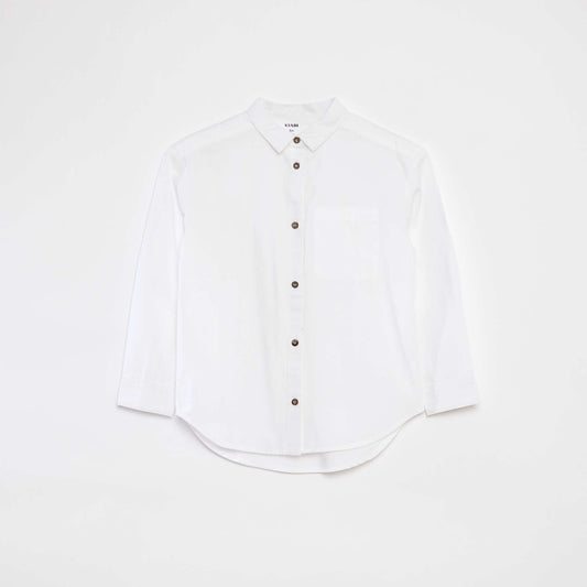Chemise à manches longues en popeline BLANC