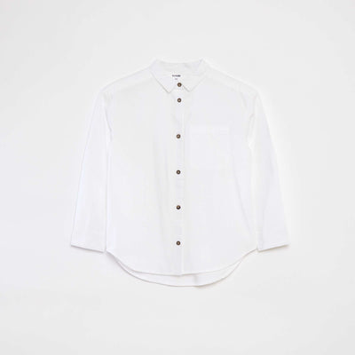 Chemise à manches longues en popeline BLANC