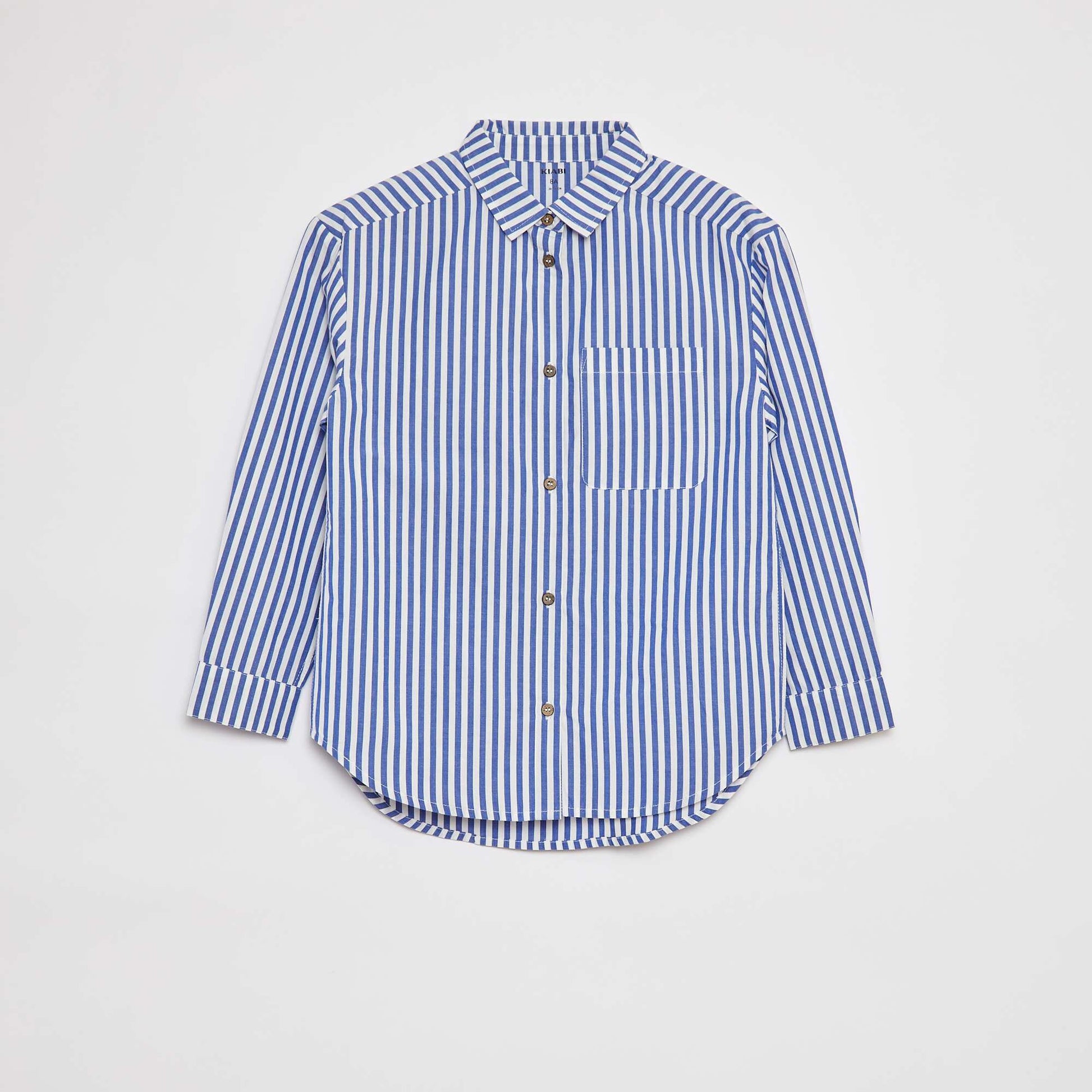 Chemise à manches longues en popeline BLEU