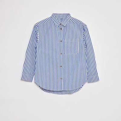 Chemise à manches longues en popeline BLEU