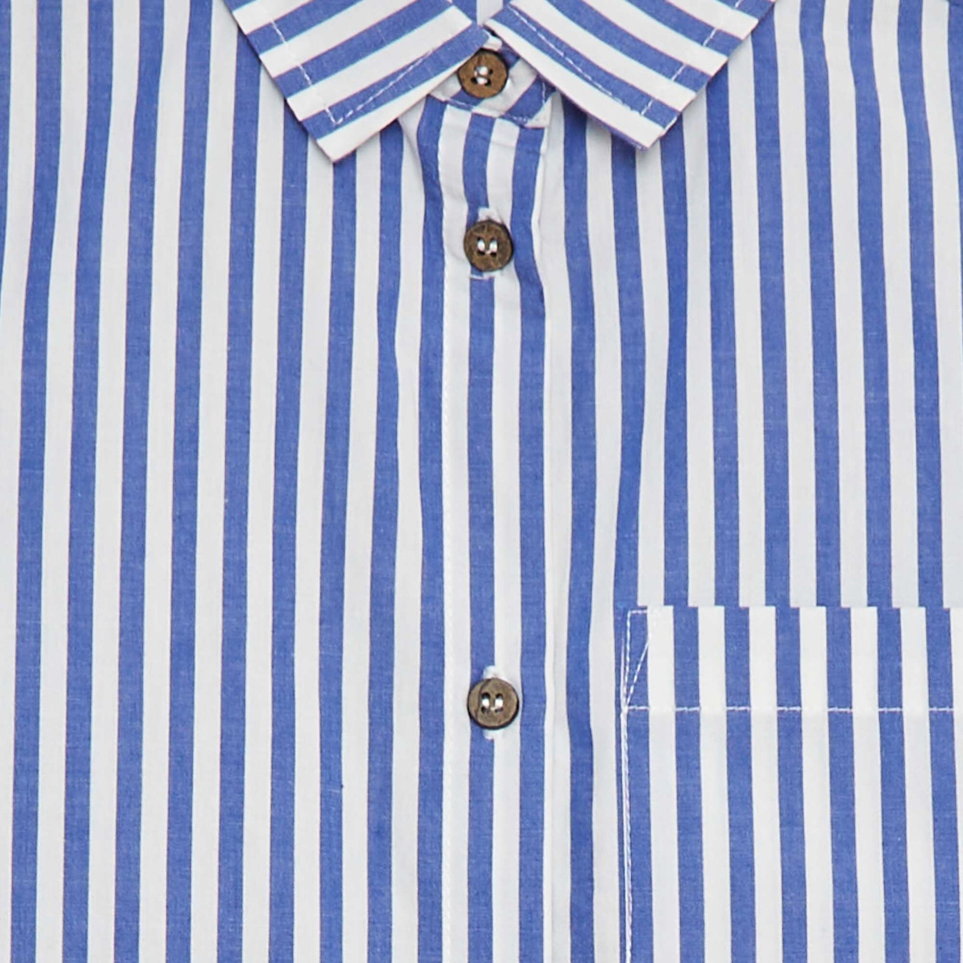 Chemise à manches longues en popeline BLEU