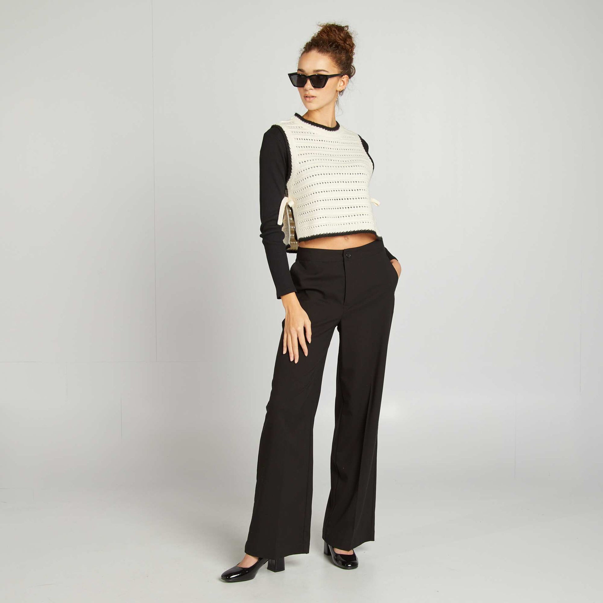 Pull sans manches bicolore BLANC
