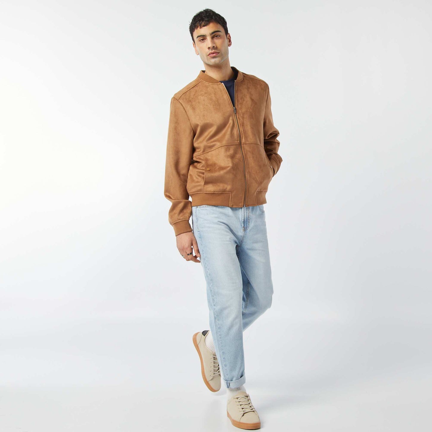 Blouson en suédine zippé CAMEL