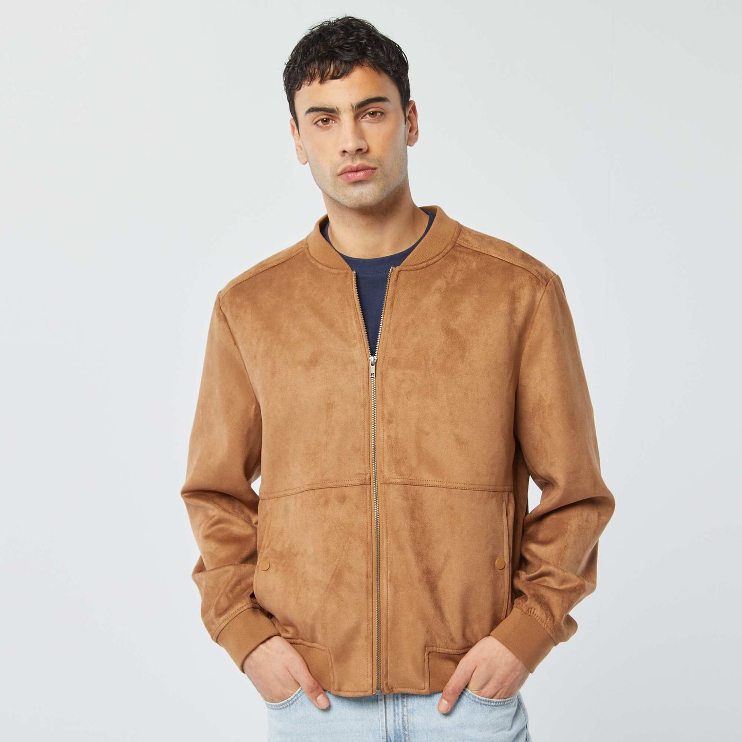 Blouson en suédine zippé CAMEL