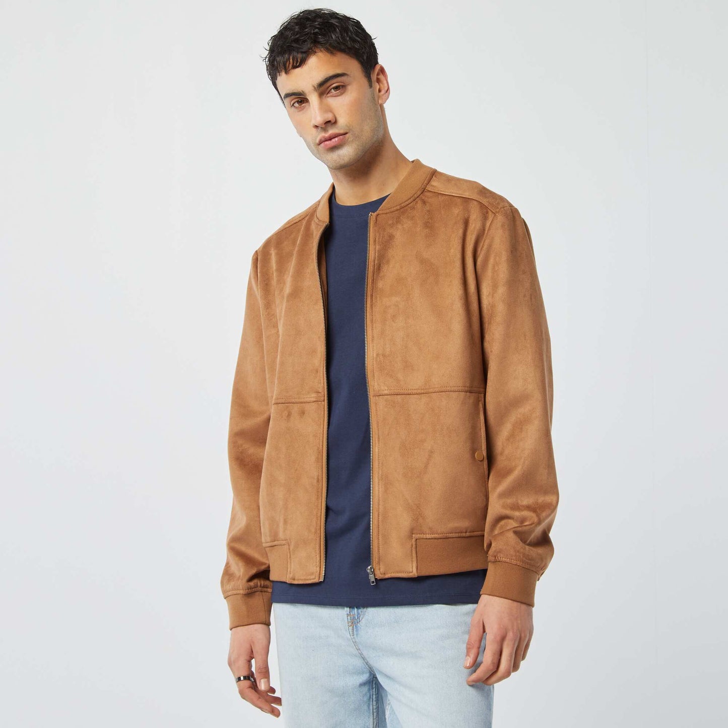 Blouson en suédine zippé CAMEL