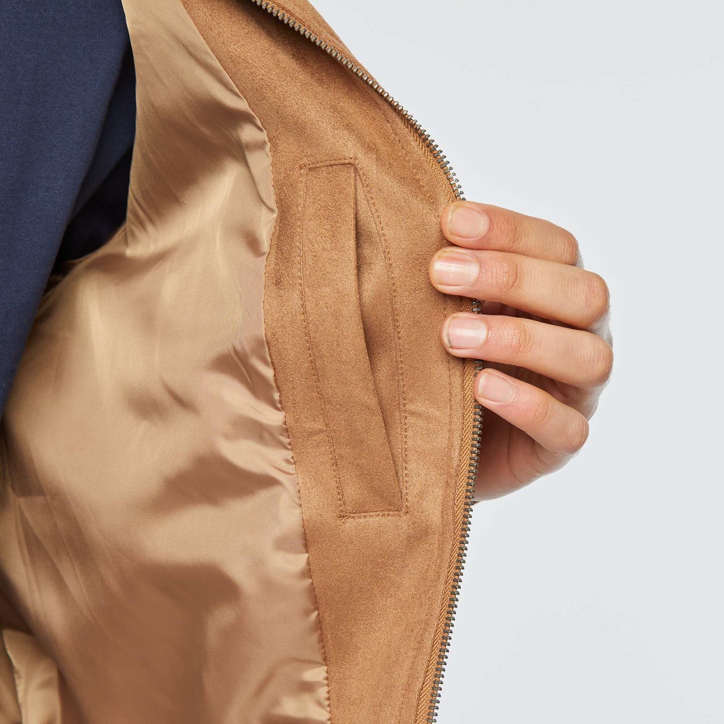 Blouson en suédine zippé CAMEL