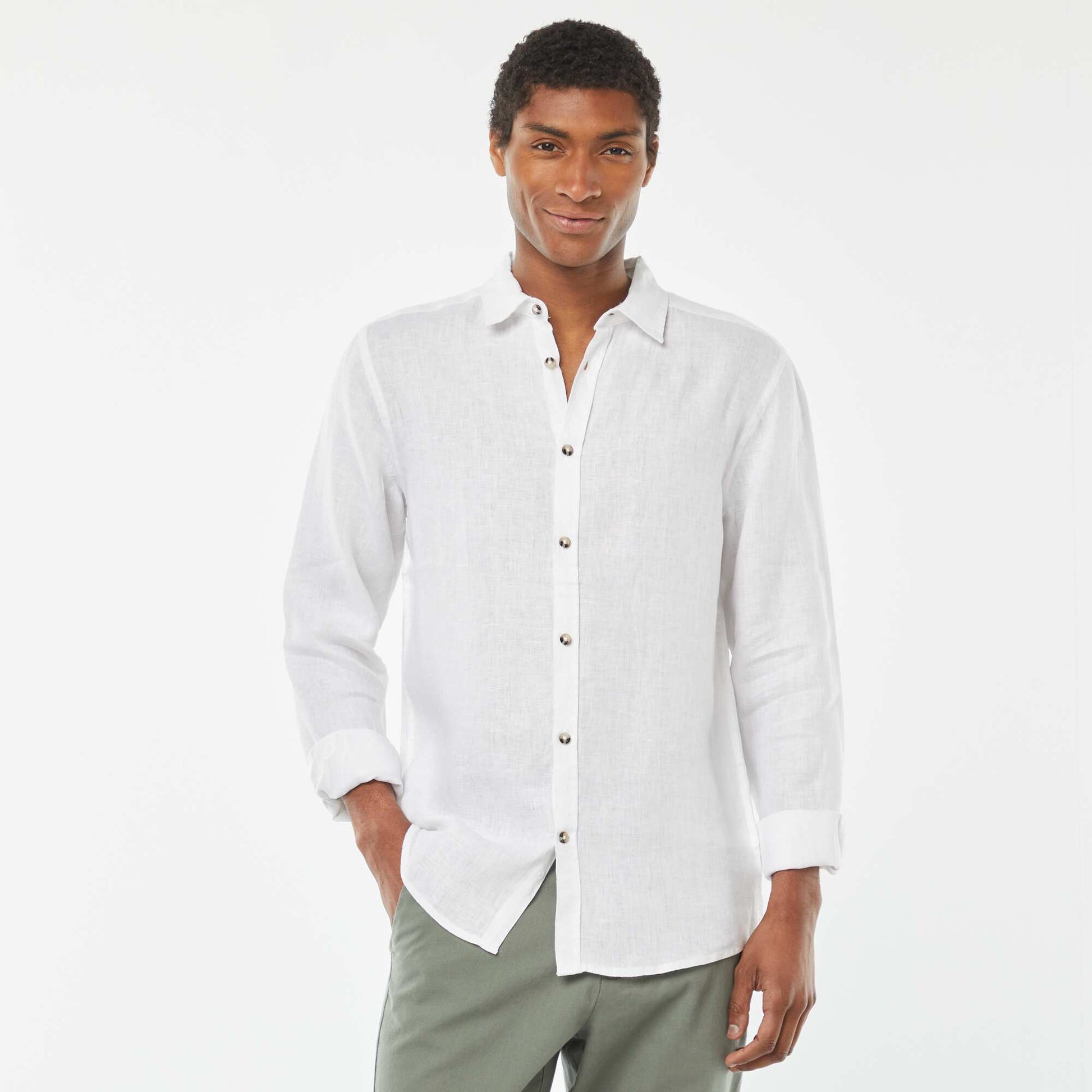 Chemise regular en lin BLANC