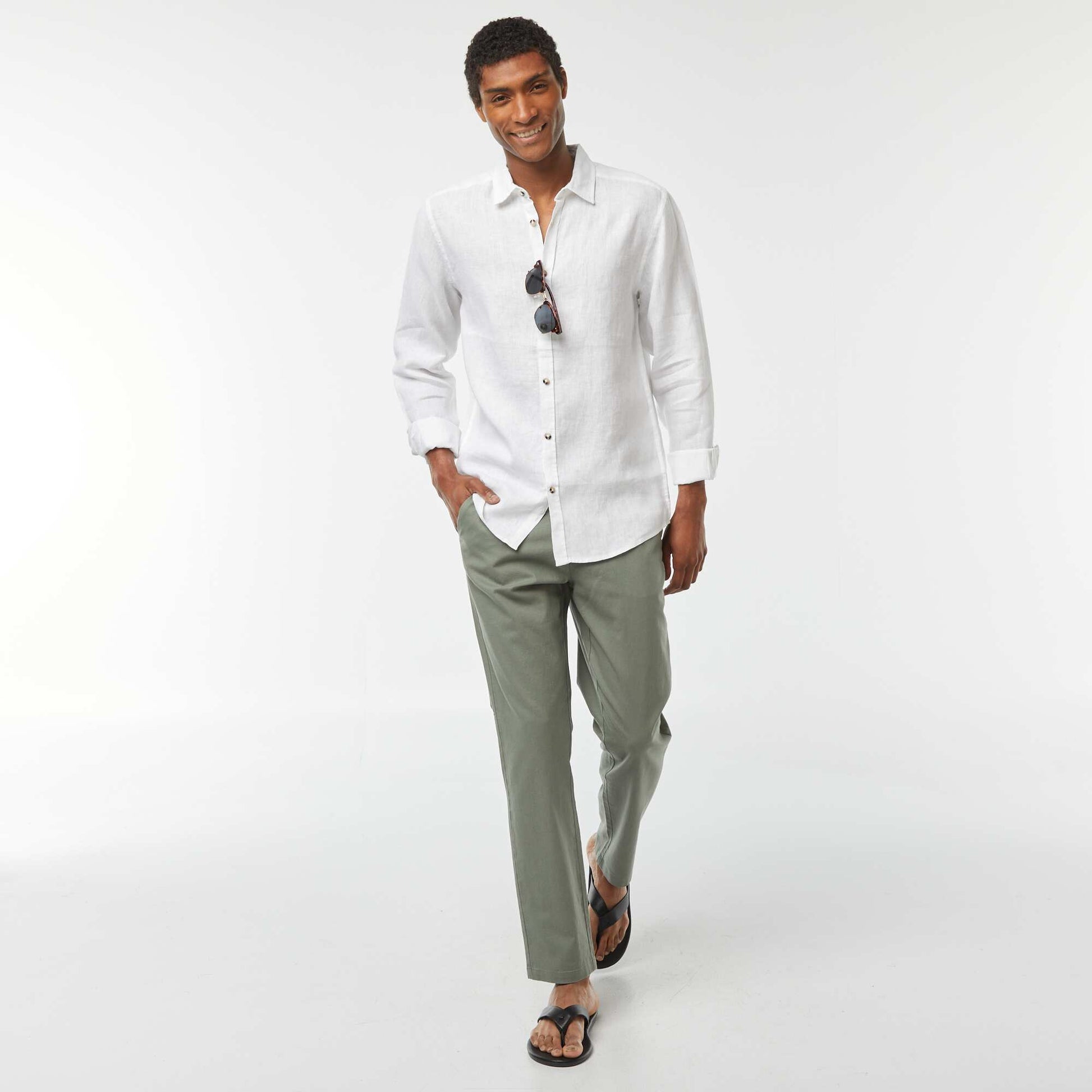 Chemise regular en lin BLANC