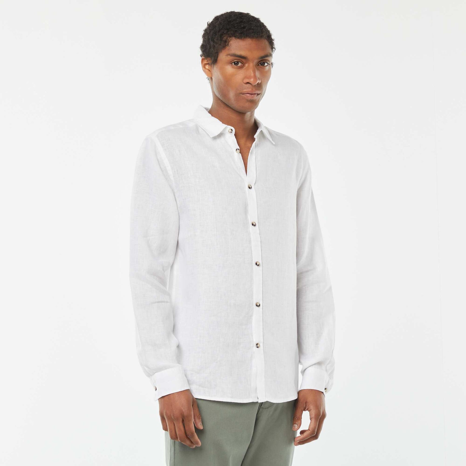 Chemise regular en lin BLANC