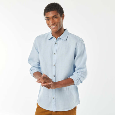 Chemise regular en lin BLEU