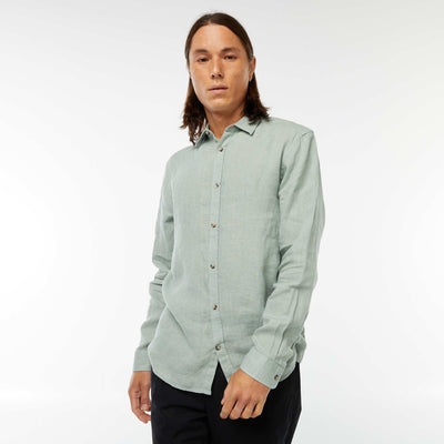 Chemise regular en lin VERT