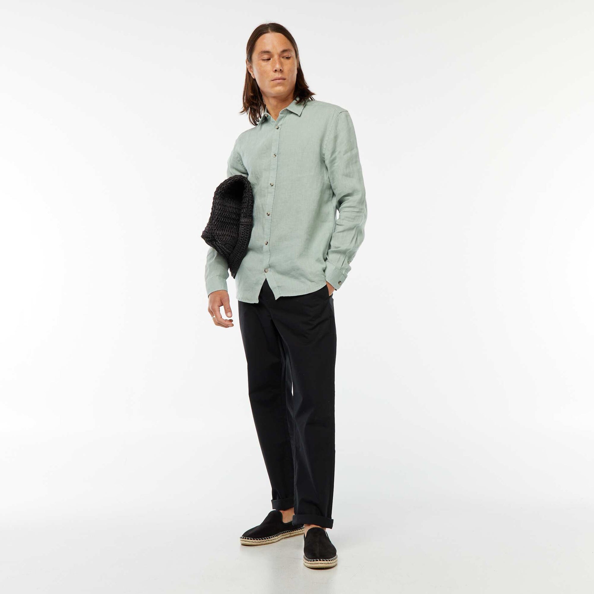 Chemise regular en lin VERT