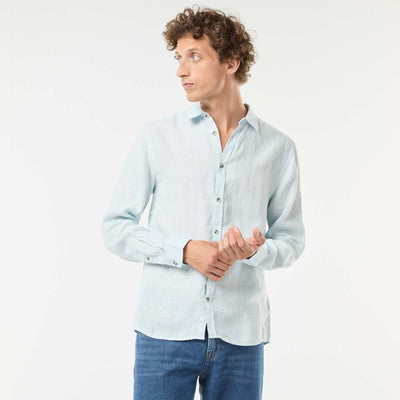 Chemise regular en lin BLEU