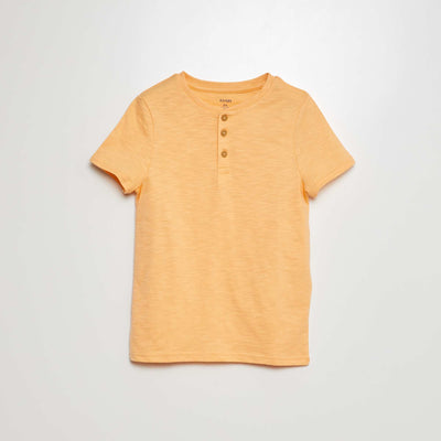 T-shirt col tunisien manches courtes ORANGE
