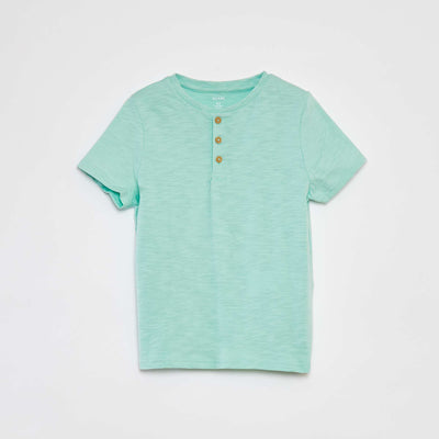 T-shirt col tunisien manches courtes VERT