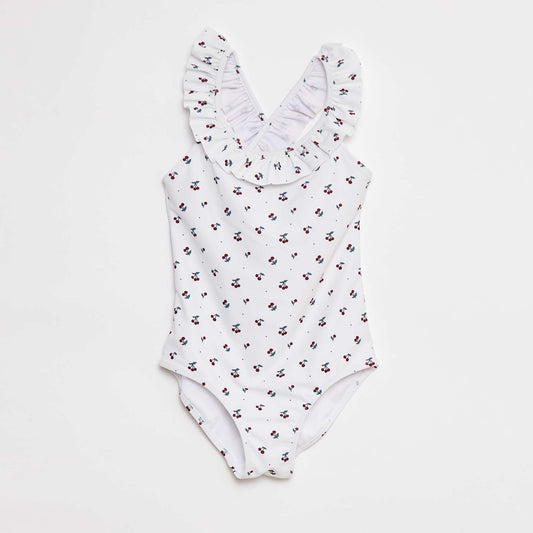 Maillot de bain imprimé cerises - 1 pièce BLANC