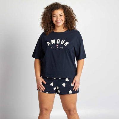 Pyjama court t-shirt + short - 2 pièces MARINE