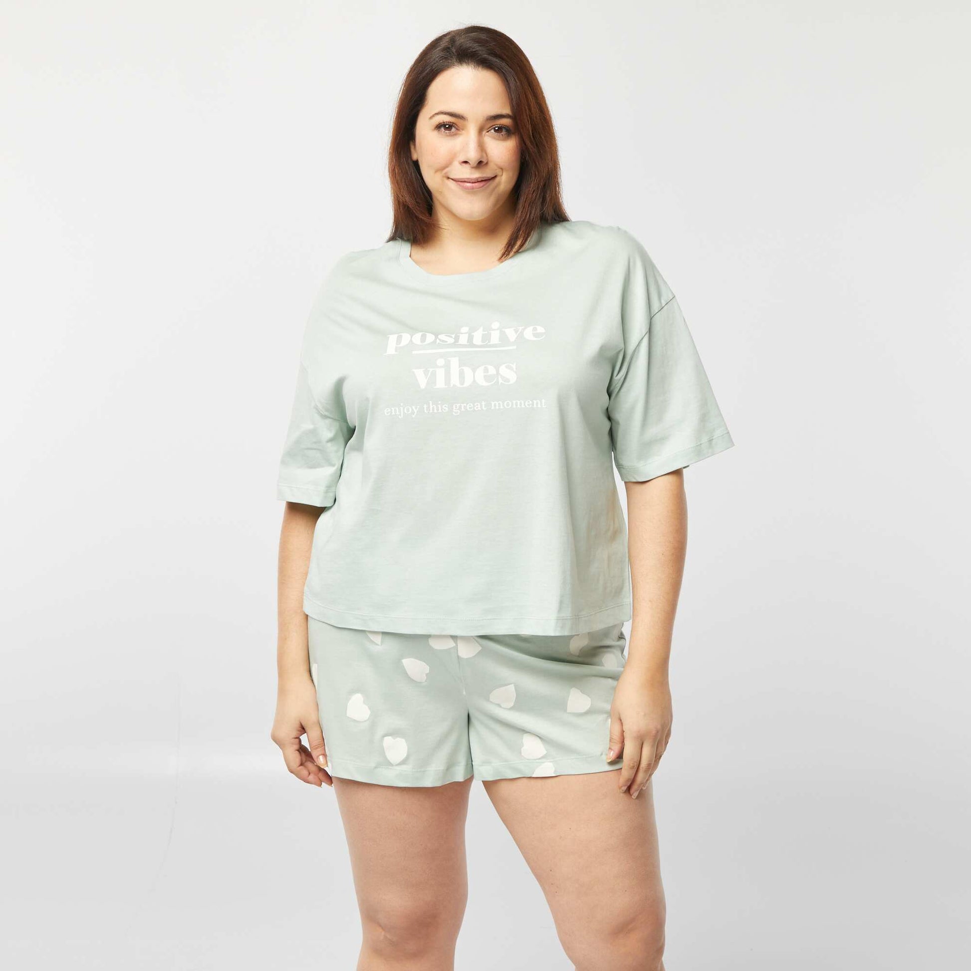 Pyjama court t-shirt + short - 2 pièces VERT