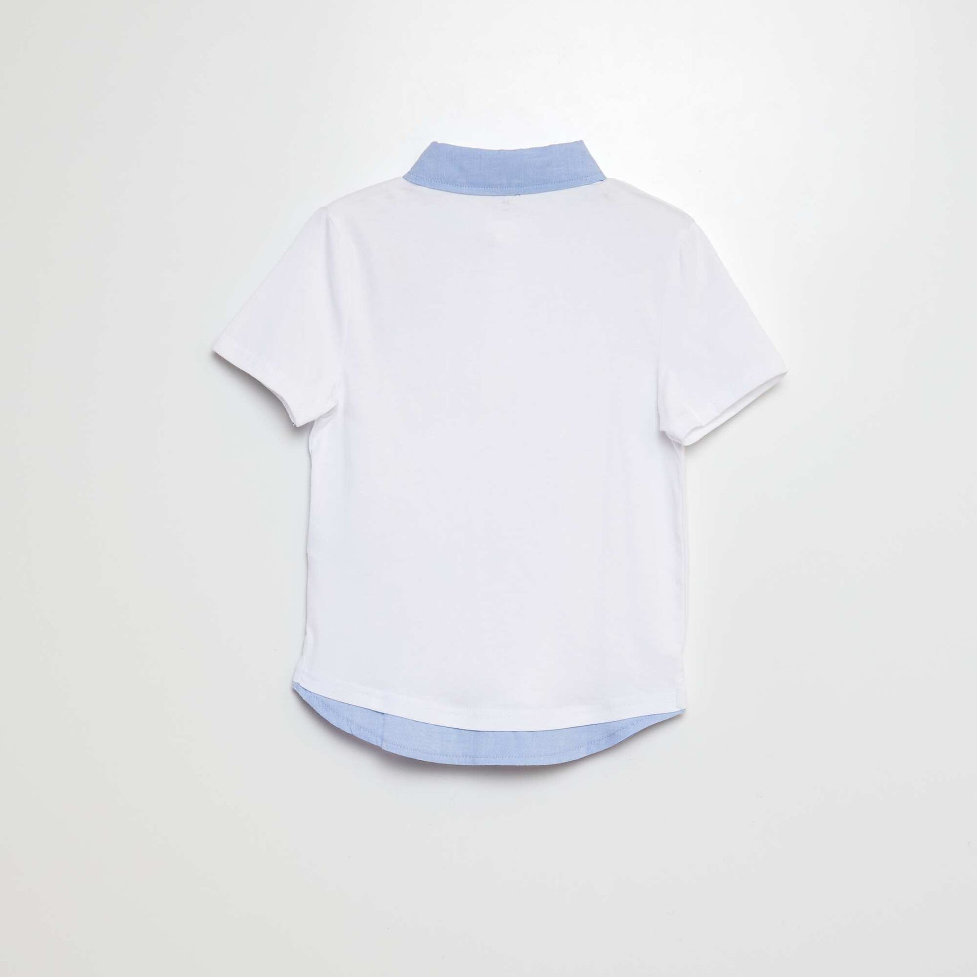 Polo en jersey manches courtes effet 2 en 1 Blanc