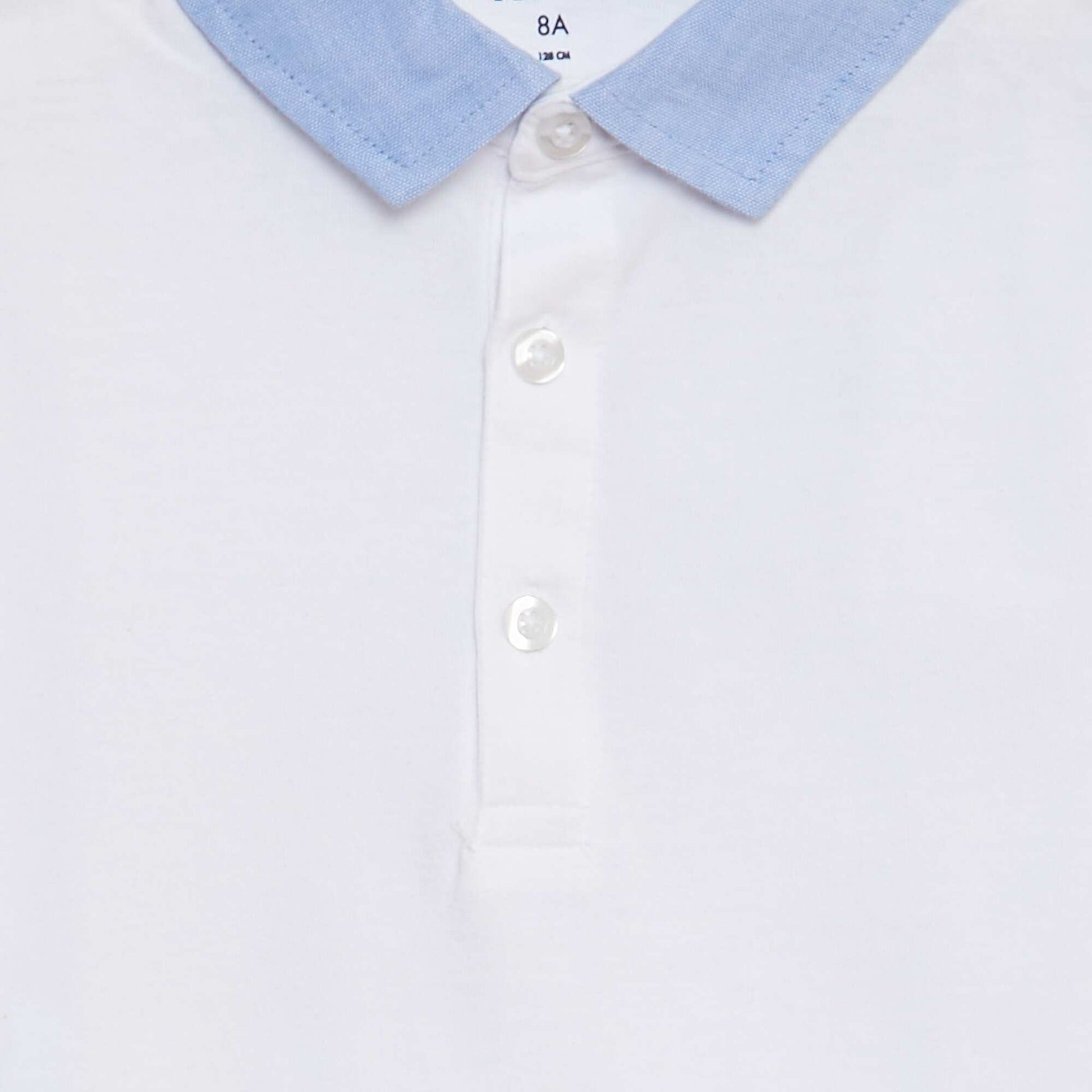 Polo en jersey manches courtes effet 2 en 1 Blanc