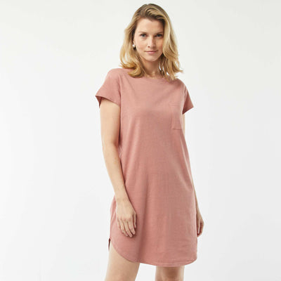 Chemise de nuit coupe tee-shirt en lin mélangé VIEUX ROSE