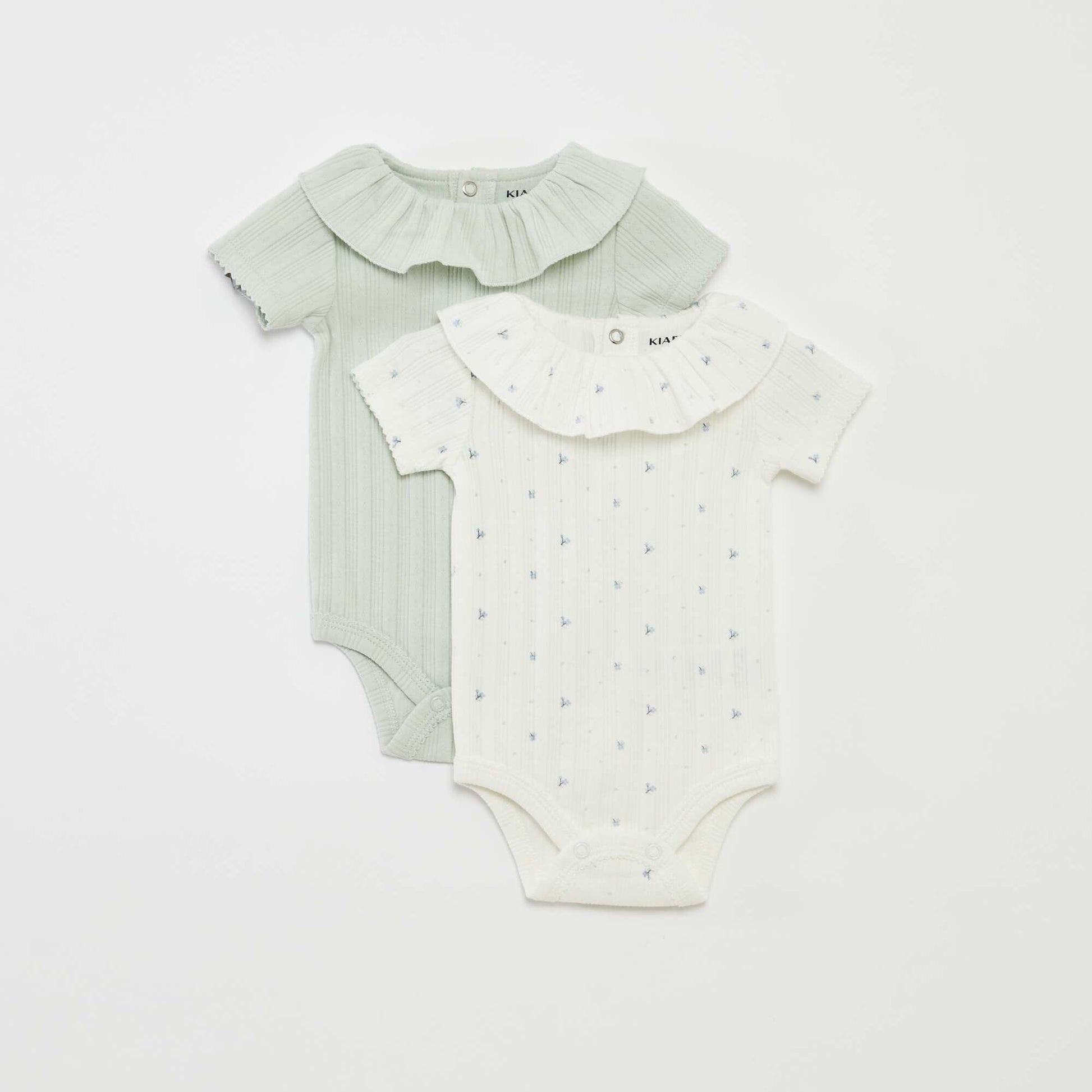 Lot de 2 bodies en pointelle avec col fantaisiste BLANC