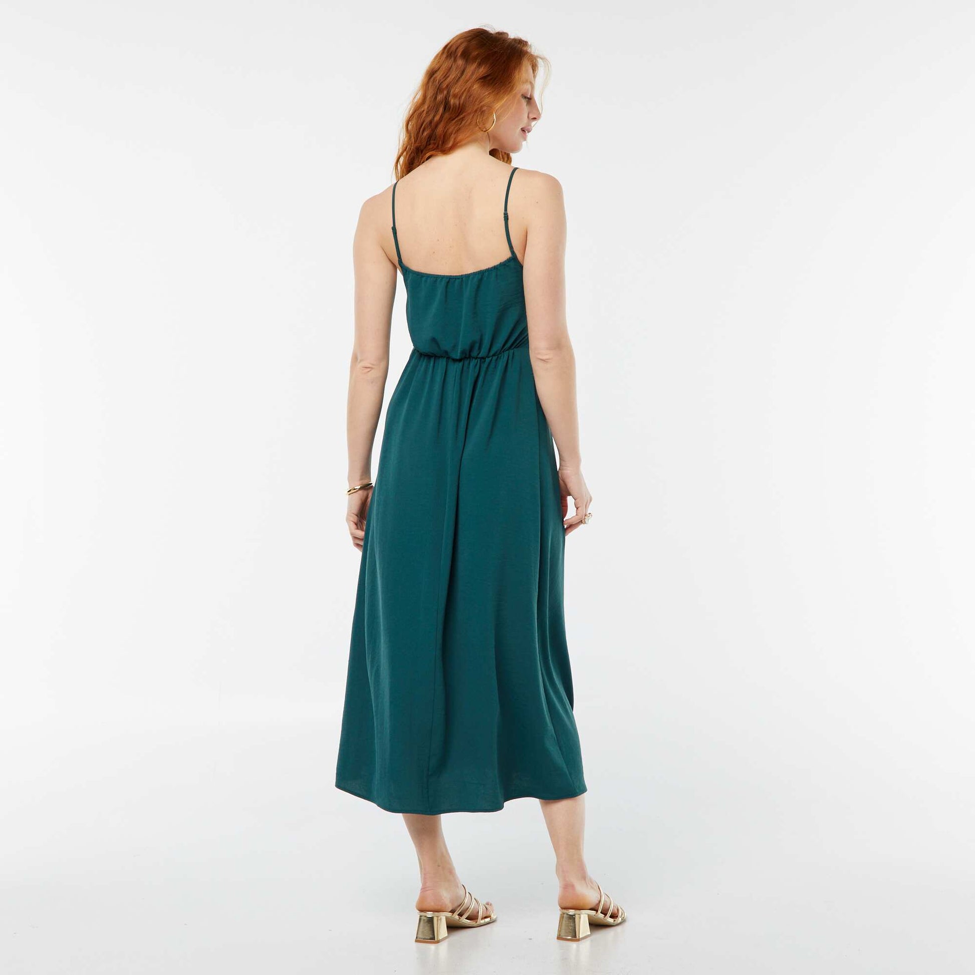 Robe longue avec un effet nouer et drapé devant BLEU