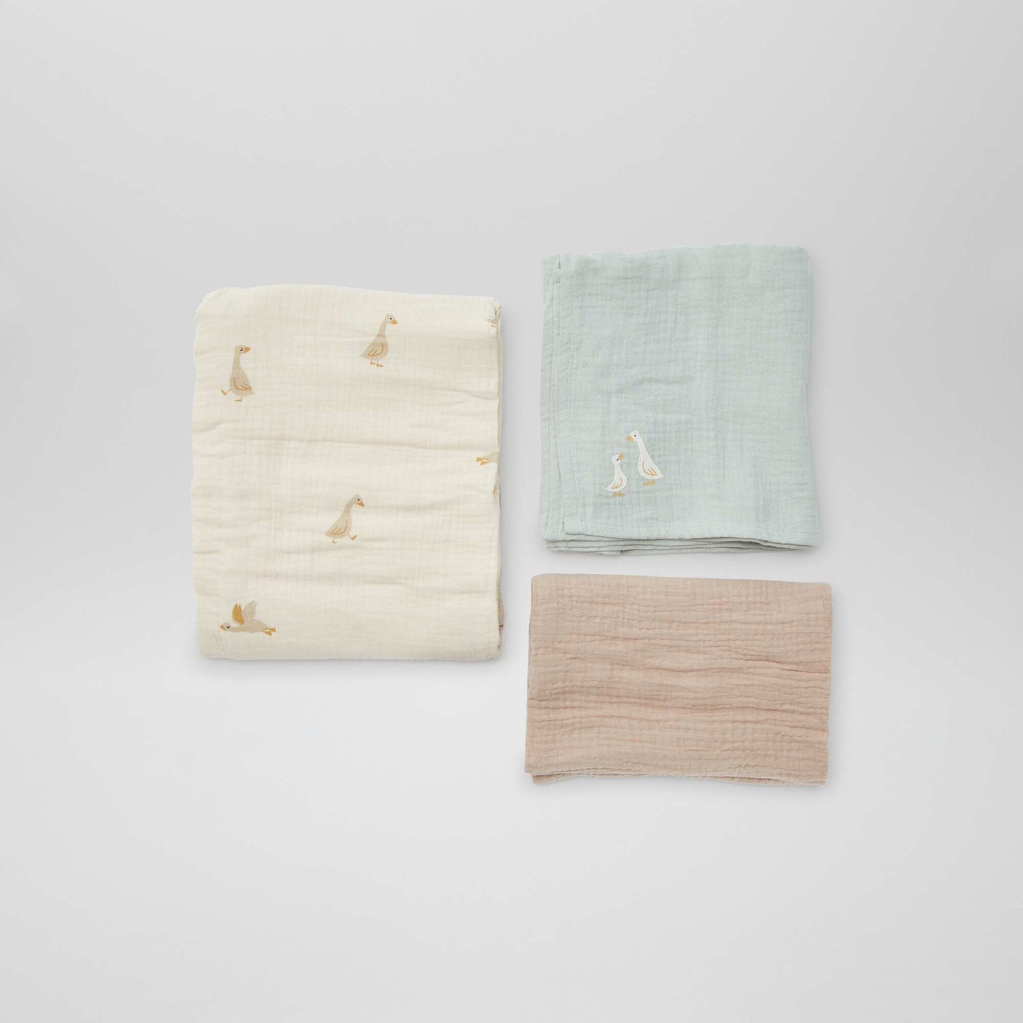 Lot de 3 langes - 2 de 60 x 60 et 1 de 100 x 120 cm BEIGE