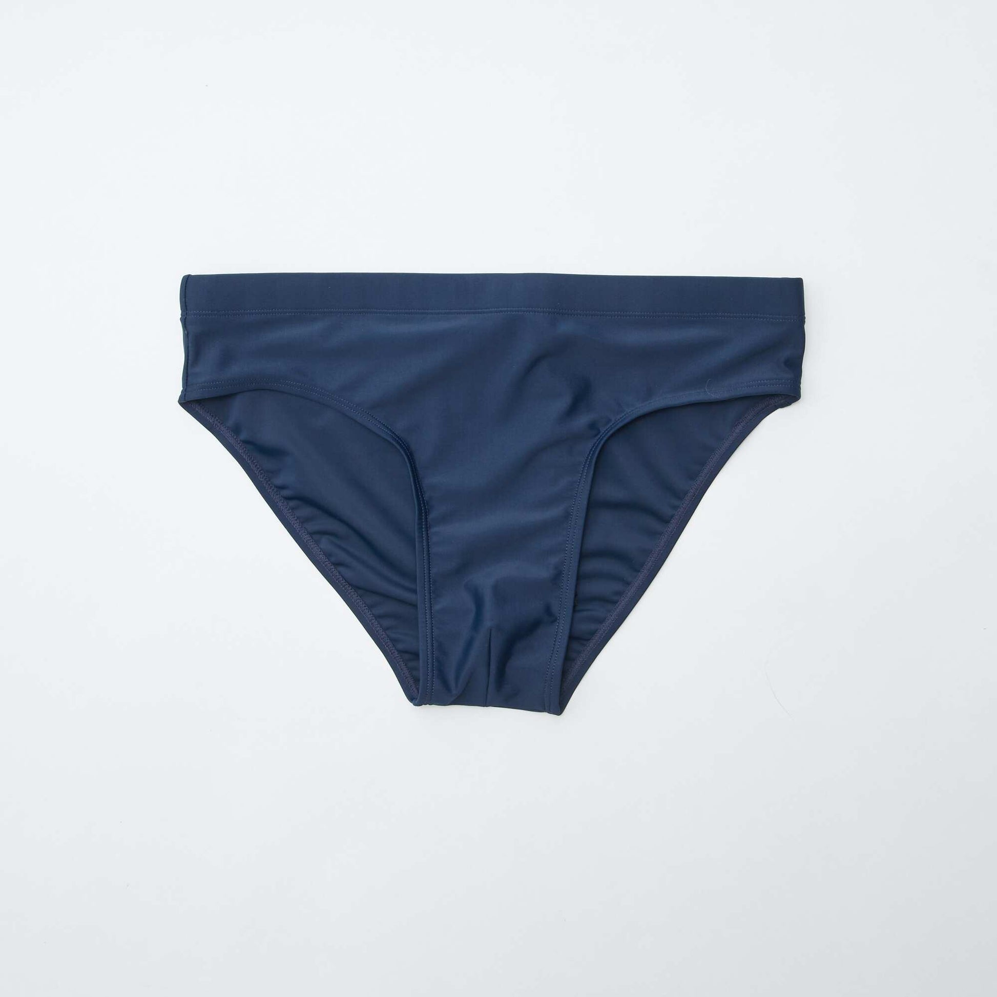 Slip de bain uni à taille élastique BLEU MARINE